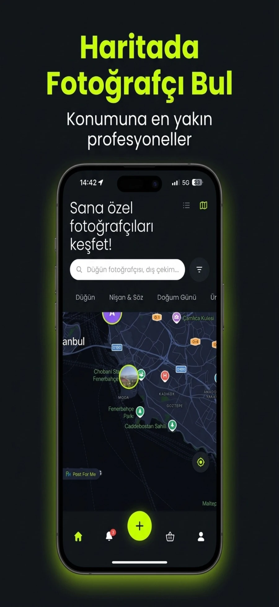 Post For Me — haritada fotoğrafçı bulma ekranı